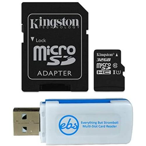 Kingston 32GB SDHC Micro Canvas Select Memory Card and Adapter Works with Samsung Galaxy A10, A20, A70 Cell Phone (SDCS/32GB) Bundle with (1) Everything But Stromboli MicroSD and SD Card Reader