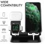 AhaStyle 3 in 1 Charging Stand Dock Aluminum Desktop Holder for Cell Phone, AirPods Pro/AirPods 2/ AirPods and Apple Watch Series 5/4/3/2/1(Black)