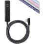 Cordinate 2 Outlet, 2 USB Extension Cord with Surge Protector, Extra Long 10ft. Cable, 2.4A Fast Charger, Designer Fabric Cord, Right Angle Flat Plug, Grounded, 43668, Black/Dark Heather