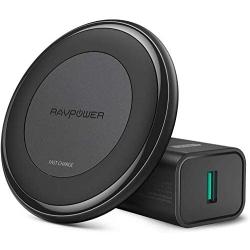 RAVPower Fast Wireless Charger 10W Max with QC 3.0 Adapter, Compatible with iPhone 11/11 Pro/11 Pro Max/Xs MAX/XR/XS/X /8/8 Plus, Galaxy Note 10/ Note10 Plus/S10/S9/S8 and More