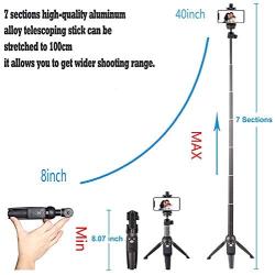 Yunteng Portable 40 Inch Universal Selfie Stick, Selfie Stick Tripod with Wireless Remote, Extendable Mini Aluminum Alloy Handheld Monopod Phone Tripod Compatible with iPhone Samsung DSLR GoPro