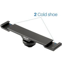 Ulanzi PT-2 Aluminum Universal Cold Shoe Extension Bracket 2 Hot Shoe Mounts Extension Bar Dual Bracket with 1/4" Thread Holes for iPhone Nikon Canon Sony DSLR Camera Flash LED Video Light Microphone