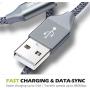 Micro USB Cable Android, BrexLink Micro USB to USB 2.0 Cable (2-Pack, 6.6 Feet) Nylon Braided Sync and Fast Charging Cable for Samsung, Kindle, Android Smartphones, Galaxy S7 Edge, Moto G5, PS4 (Grey)