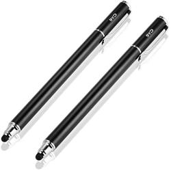 Bargains Depot (2 Pcs) [New Upgraded][0.18-inch Small Tip Series] 2-in-1 Stylus/Styli 5.5-inch L with 10 Replacement Rubber Tips -Black/Black