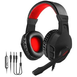 NUBWO Gaming Headset, Xbox One PS4 Headset, Noise Cancelling Over Ear Gaming Headphone Mic, Comfort Earmuffs, Lightweight, Easy Volume Control for Xbox 1 S/X Playstation 4 Computer Laptop (RED)