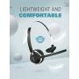 Mpow Bluetooth Headset V5.0 with Charging Base, Wireless Headphones Dual Noise Canceling Microphone, Single Ear Headset for Cell Phone, Truck Driver, Office, Call Center, Skype(Wired Option)
