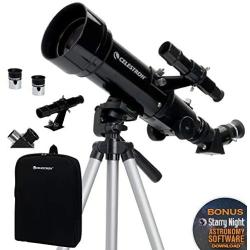 Celestron - 70mm Travel Scope - Portable Refractor Telescope - Fully-Coated Glass Optics - Ideal Telescope for Beginners - BONUS Astronomy Software Package