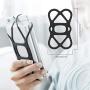 Sinjimoru Cell Phone Band Holder for Portable Charger, Elastic Rubber Silicone Band Lock Holder for Power Bank on iPhone, Security Strap Bike Mount. Silicone Band Holder, Black 3pc