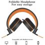 Elecder i37 Kids Headphones Children Girls Boys Teens Foldable Adjustable On Ear Headphones 3.5mm Jack Compatible iPad Cellphones Computer MP3/4 Kindle Airplane School Tablet Orange/Black