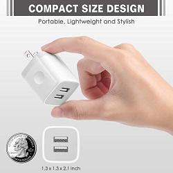 Power-7 USB Wall Charger, 5-Pack 2.1A/5V Dual Port USB Cube Power Adapter Charger Plug Charging Block Compatible with iPhone 11/Xs Max/XR/X/8/8 Plus/7/6S/6 Plus, Samsung, LG, Moto, Android Cell Phones
