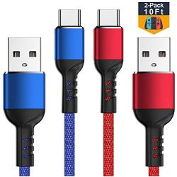 Charger Cable for Nintendo Switch - 2 Pack 10FT Nylon Braided USB C to USB A Type C Fast Data Sync Power Charging Cord Accessories for Samsung Galaxy S9 S8 Note 9, Pixel, LG V30 G6 G5, OnePlus 5 3T