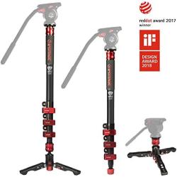 IFOOTAGE Video Monopod Professional 71" Aluminum Telescopic Monopods with Folding Three Feet Support Base Compatible for DSLR Camcorders