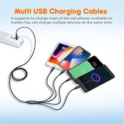 4in1 Multi USB Charging Cable 3A,Multi Charger Cable 3.3ft 4in1 USB Charging Cable Nylon Braided Multiple USB Fast Charging Cord Type-C USB Port Connectors for Cell Phones and More (2Pack Black)