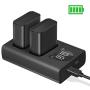 NP-FW50 ESDDI Camera Batteries Dual Charger Set for Sony A6000 Battery, A6500, A6300, A7, A7II, A7RII, A7SII, A7S, A7S2, A7R, A7R2, A55, A5100, RX10 Accessories 2-Pack, Micro USB and Type C Port, 1100