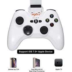Mfi Game Controller for iPhone PXN Speedy(6603) iOS Gaming Controllers for Call of Duty Gamepad with Phone Clip for Apple TV, Ipad, iPhone (White) (Renewed)