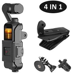 KIWI design 4-in-1 Tripod Mount Holder for DJI Osmo Pocket, Osmo Pocket Accessories Expansion Kit Protective Frame with Backpack Clip, Tripod Mount Adapter and Screw Adapter