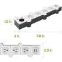 Cellet 4 Outlet Rotating Power Strip, With Timer and ON and Off Button, Dual USB Charging Ports, 5 Foot Cord, for Computers, Smartphones, Tablets, and Other Devices- White