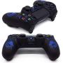 PS4 Controller Skin, BRHE Anti-Slip Grip Silicone Cover Protector Case Compatible with PS4 Slim/PS4 Pro Wireless/Wired Gamepad Controller with 2 Cat Paw Thumb Grip Caps (Blue)