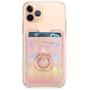 Oddss Rose Gold Cell Phone Card Hoder with Ring Stand RFID Blocking Ring Pocket Wallet Stick on Cell Phone Credit for Back of iPhone,Android Smartphones
