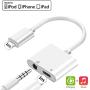 for iPhone Headphones Adapter 3.5mm Jack for iPhone 11Pro/10/7Plus/X/XS MAX/XR 2 in 1 Dongle Aux Cord Audio Adapter Car Charger Splitter for iPhone 7/8 Earphone Accessory Compatible All iOS Systems