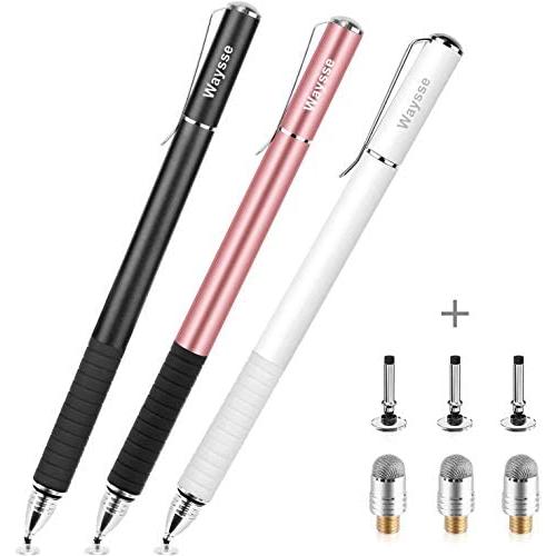 Waysse 3 Stylus Pens for Touch Screens, Capacitive Pen High Sensitivity & Fine Point, Universal Stylus with Clear Disc for iPhone X/8/8plus iPad/iPad Pro/iPad Mini and All Capacitive Touch Screens
