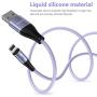 Melonboy Magnetic Charging Cable(2 Pack, 3.3ft/6.6ft), Soft & Tangle-Free Liquid Silicone Cable, 3 in 1 Magnetic Phone Charger Cable Compatible with Type-C, Micro USB and iProduct Devices - Purple