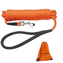 lynxking Check Cord Dog Lead Long Dog Training Leash Tracking Line with Comfortable Handle Heavy Duty Puppy Rope Lead for Small Medium Large Dogs