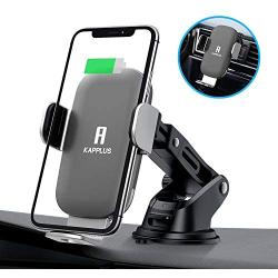 KAPPLUS Wireless Car Charger Mount,10W Qi Fast Charging Auto-Clamping Car Holder,Windshield Dash Air Vent Phone Stand for iPhone 11/11 Pro Max/Xs Max/Xs/X/XR/8+,Samsung S10/S10/S10+/S9/S9+/S8+