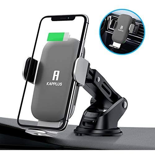 KAPPLUS Wireless Car Charger Mount,10W Qi Fast Charging Auto-Clamping Car Holder,Windshield Dash Air Vent Phone Stand for iPhone 11/11 Pro Max/Xs Max/Xs/X/XR/8+,Samsung S10/S10/S10+/S9/S9+/S8+