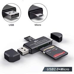 Micro USB OTG to USB 2.0 Adapter, SD/Micro SD Card Reader with Standard USB Male & Micro USB Male Connector for Smartphones/Tablets with OTG Function