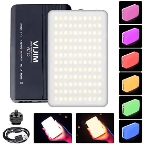 VIJIM VL120 LED Video Light on Camera, Rechargeable 120 LED with Soft Light Cover and 6 Color Gels,3200K-6500K Bi-Color Dimmable,CRI95+, Built-in 3100mAh Battery,Ultra-Thin for Canon Nikon Sony Camera VIJIM VL120 LED Video Light on Camera, Rechargeable 120 LED with Soft Light Cover and 6 Color Gels,3200K-6500K Bi-Color Dimmable,CRI95+, Built-in 3100mAh Battery,Ultra-Thin for Canon Nikon Sony Camera