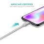 iPhone Charger, Overtime Apple MFi Certified 6ft Braided Lightning USB Cable with Dual Port Wall & Car Charger Adapter for iPhone 11 Pro Max X Xs XR 8 7 6s 5 SE, iPad Pro Air Mini – Silver