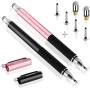 MEKO Universal Stylus,[2 in 1 Precision Series] Disc Stylus Touch Screen Pens for All Capacitive Touch Screens Cell Phones, Tablets, Laptops Bundle with 6 Replacement Tips - (2 Pcs, Black/Gold)