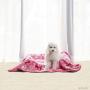 ALLISANDRO 350 GSM-Super Soft and Premium Fuzzy Flannel Fleece Pet Dog Blanket, The Cute Paw and Bone Design Washable Fluffy Blanket for Puppy Cat Kitten Indoor or Outdoor, Pink and Blue