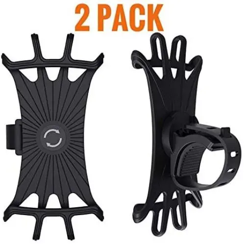 (2 Pack) Universal Bike Phone Mount 360 Degree | Silicone Holder Adjustable for Bicycle Motorcycles Handlebar | fits iPhone 11 | XS Max | XS XR X | 6S/7/8 Plus | Galaxy S10/S9/S8/S7 | 4.0-6.2 Inches (2 Pack) Universal Bike Phone Mount 360 Degree | Silicone Holder Adjustable for Bicycle Motorcycles Handlebar | fits iPhone 11 | XS Max | XS XR X | 6S/7/8 Plus | Galaxy S10/S9/S8/S7 | 4.0-6.2 Inches