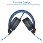 NIVAVA K8 Kids Headphones for Children Boys Girls Teens Wired Foldable Lightweight Stereo On Ear Headset for iPad Cellphones Computer MP3/4 Kindle Airplane School(Black/Blue)