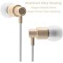 ROVKING Wired Earbuds with Microphone and Case, Stereo Noise Isolating in Ear Headphones with Deep Bass, Metal Ear Buds Earphones for iPhone, iPad, iPod, Samsung Cell Phones, MP3, Laptop, Gold