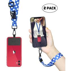 Universal Phone Lanyard Neck Wrist Straps with Durable Nylon Patch Compatible for iPhone Samsung Galaxy Huawei Series and Most Smartphone (Blue)