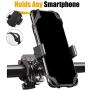 Bike Phone Mount, Universal Motorcycle Phone Holder with 2 Adjustable Anti Shake Silicone Bands, Stem Compatible for All Smartphones iPhone X XR 6 7 8 Plus Galaxy S10 S9 S8, LG, BlackBerry and More