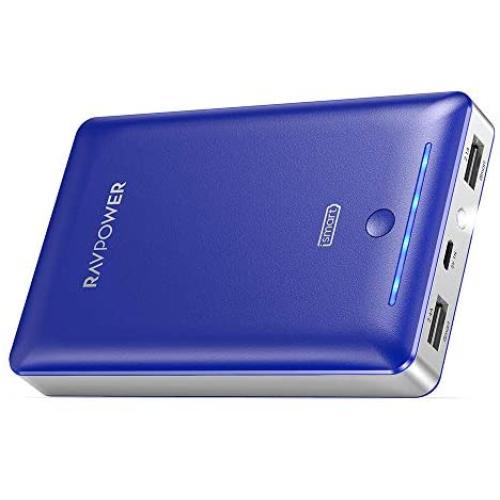 Power Bank RAVPower 16750mAh Portable Charger Ultra-Compact External Battery Pack with 4.5A Max Output Phone Charger Dual USB Ports & Flashlight for iPhone 11 Pro SE Samsung Galaxy S20 Note10 (Blue)
