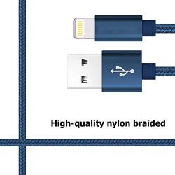 RoFI Compatible Phone Cable, [2Pack] 0.6M Nylon Braided Fast Charging USB Cord Replcement for Phone X 8 8 Plus 7 7 Plus 6s 6s Plus 6 6 Plus 5 5S 5C SE Pad Air Mini and More (2 Pack Dark Blue, 2 FT)