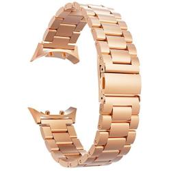 Valkit Compatible Gear S2 Bands, Solid Stainless Steel Watch Band Metal Straps Business Sport Wristband Bracelet with Adapter Connector, Replacement for Samsung Gear S2 SM-R720/730, Rose Gold -Small