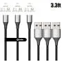 NetDot Gen10 3 in 1 Nylon Braided Magnetic Fast Charging Cable with Side LED Compatible with Micro USB & USB-C Smartphones and i-Product(3.3ft/3 Pack Silver) NetDot Gen10 3 in 1 Nylon Braided Magnetic Fast Charging Cable with Side LED Compatible with Micro USB & USB-C Smartphones and i-Product(3.3ft/3 Pack Silver)