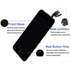 Nroech LCD Screen Replacement for iPhone 6 (Black) with Home Button, Full Assembly with Front Camera, Ear Speaker and Light/Proximity Sensor, Repair Tools and Free Screen Protector Included.