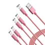 iPhone Charger, Mfi Certified Lightning Cables 5Pack 2x3Ft 2x6Ft 10Ft to USB Syncing Data and Nylon Braided Cord Charger for iPhone 11/11 Pro Max/XS MAX/XR/XS/X/8/7/Plus/6S/iPad(Pink)