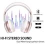 Picun P26 Bluetooth Headphones Over Ear 40H Playtime Hi-Fi Stereo Wireless Headphones Girl Deep Bass Foldable Wired/Wireless/TF for Phone/TV Bluetooth 5.0 Wireless Earphones with Mic Women (Rose Gold)