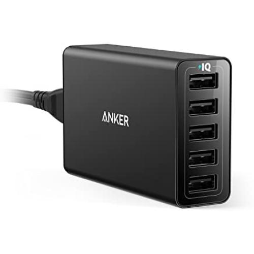 Anker 40W 5-Port USB Wall Charger, PowerPort 5 for iPhone XS / XS Max / XR / X / 8 / 7 / 6 / Plus, iPad Pro / Air 2 / mini, Galaxy S9 / S8 / Edge / Plus, Note 8 / 7, LG, Nexus, HTC and More, Black (AK-A2124111)