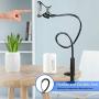 Phone Holder Bed Gooseneck Mount Lazy Bracket Flexible Arm Mount Clip Adjustable Clamp Stand for Cell Phone 11 Pro XS Max XR X 8 Plus, Samsung S20 Note10 S9 for Bedroom, Desk, Kitchen-Black (33.4In)
