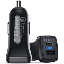 USB C PD Car Charger, 2Pack CHOETECH 36W Dual Port Fast Type C Car Adapter with 18W Power Delivery & Quick Charge 3.0 for iPhone SE/11/11 Pro/11 Pro Max/XS,Samsung S20/Note 10/S10, iPad Pro 2020