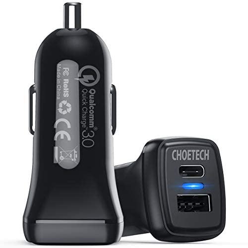 USB C PD Car Charger, 2Pack CHOETECH 36W Dual Port Fast Type C Car Adapter with 18W Power Delivery & Quick Charge 3.0 for iPhone SE/11/11 Pro/11 Pro Max/XS,Samsung S20/Note 10/S10, iPad Pro 2020